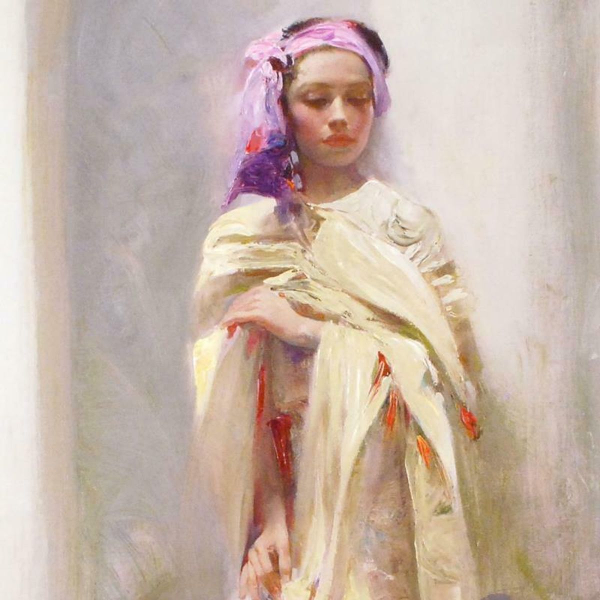 Pino (1939-2010), "Silk Shawl" Hand Embellished Limited Edition on Canvas (24" x 40"), Numbered and Hand Signed with Certificate of Authenticity.