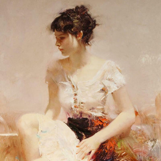 Pino (1939-2010), "White Lace" Hand Embellished Limited Edition on Canvas (24" x 40"), Numbered and Hand Signed with Certificate of Authenticity.