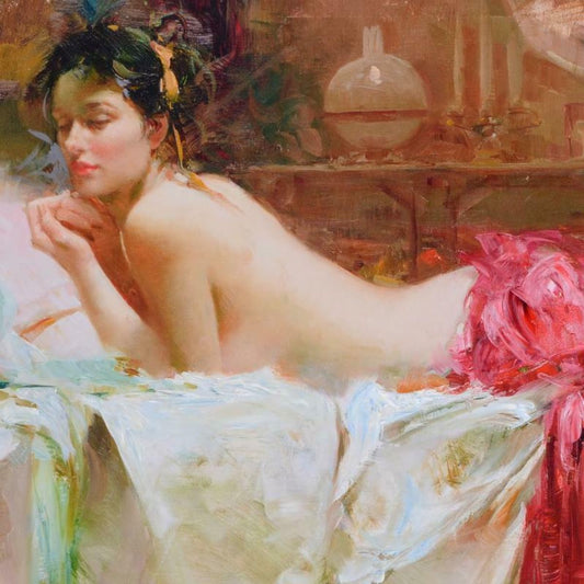 Pino (1939-2010), "Pensive" Hand Embellished Limited Edition on Canvas (40" x 26"), Numbered and Hand Signed with Certificate of Authenticity.