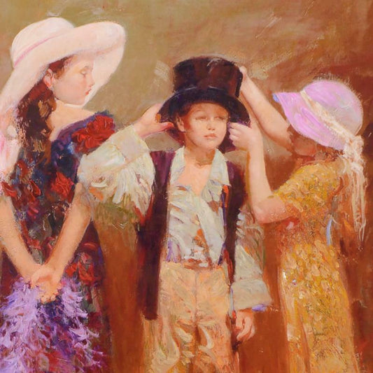 Pino (1939-2010), "Dress Up" Hand Embellished Limited Edition on Canvas, Numbered and Hand Signed with Certificate of Authenticity.