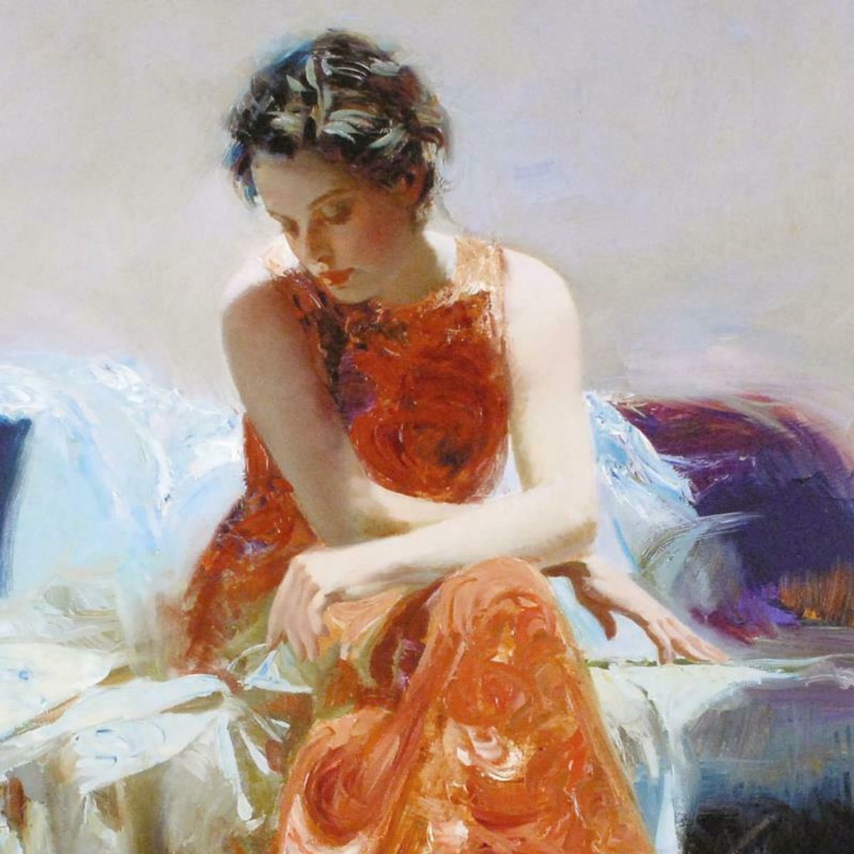 Pino (1939-2010), "Solace" Hand Embellished Limited Edition on Canvas, Numbered and Hand Signed with Certificate of Authenticity.