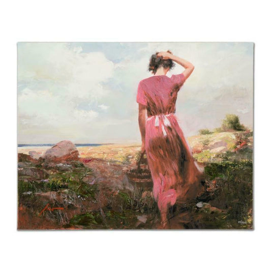 Pino (1939-2010), "Windy Day" Hand Embellished Limited Edition on Canvas, Numbered and Hand Signed with Certificate of Authenticity.