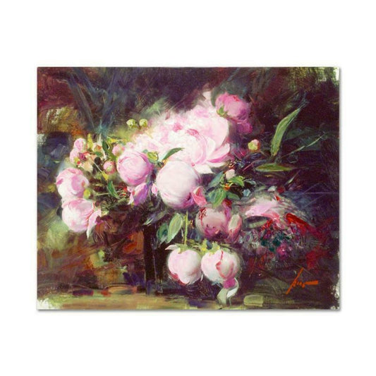 Pino (1939-2010), "Peonies" Hand Embellished Limited Edition on Canvas, Numbered and Hand Signed with Certificate of Authenticity.