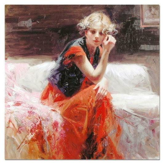 Pino (1939-2010), "Silent Contemplation" Hand Embellished Limited Edition on Canvas, Numbered and Hand Signed with Certificate of Authenticity.