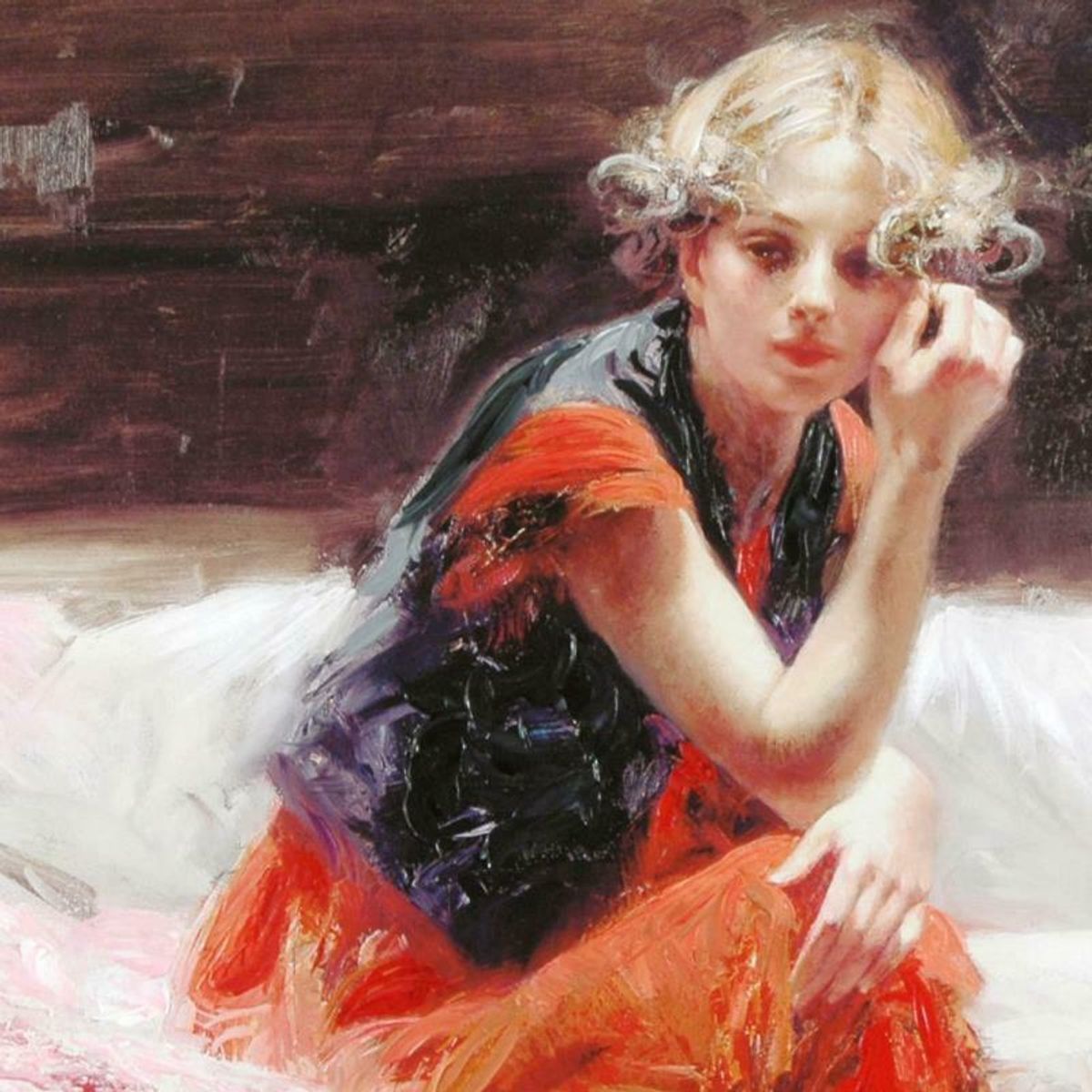 Pino (1939-2010), "Silent Contemplation" Hand Embellished Limited Edition on Canvas, Numbered and Hand Signed with Certificate of Authenticity.