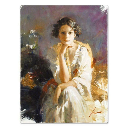 Pino (1939-2010), "Yellow Shawl" Hand Embellished Limited Edition on Canvas, Numbered and Hand Signed with Certificate of Authenticity.
