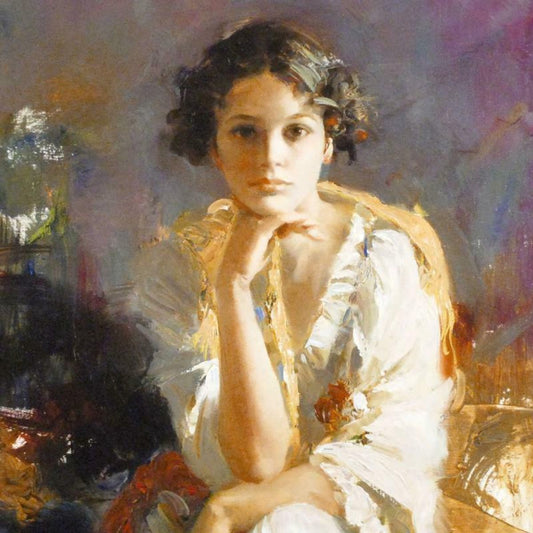 Pino (1939-2010), "Yellow Shawl" Hand Embellished Limited Edition on Canvas, Numbered and Hand Signed with Certificate of Authenticity.