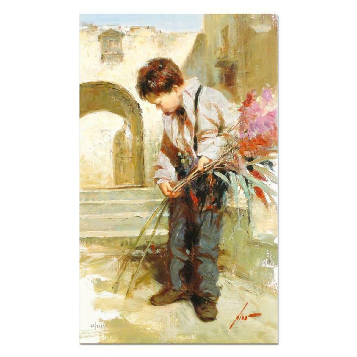 Pino (1939-2010), "Lines in the Sand" Hand Embellished Limited Edition on Canvas, Numbered and Hand Signed with Certificate of Authenticity.