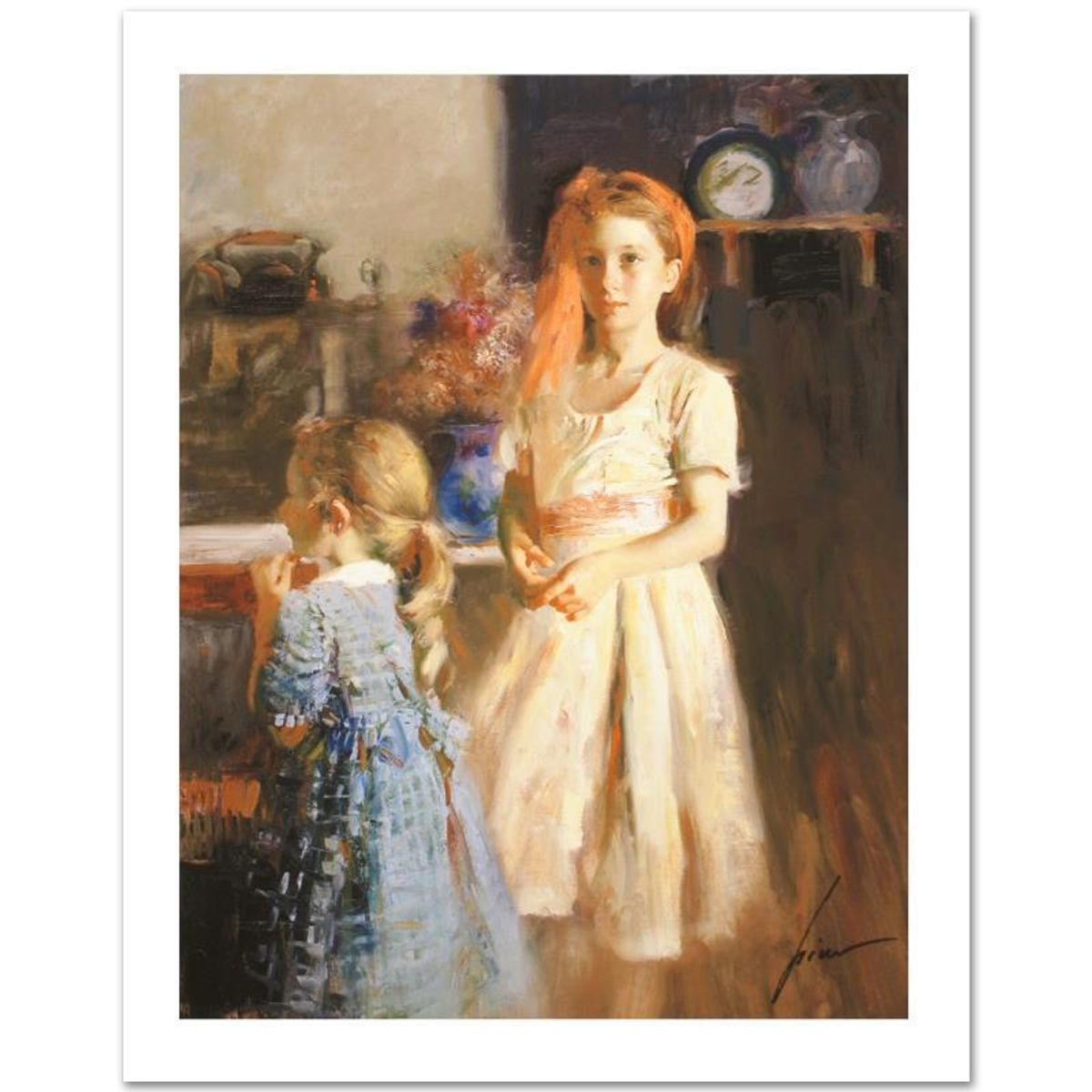 Pino (1939-2010), "Best Friends" Hand Signed Limited Edition on Canvas with Certificate of Authenticity.