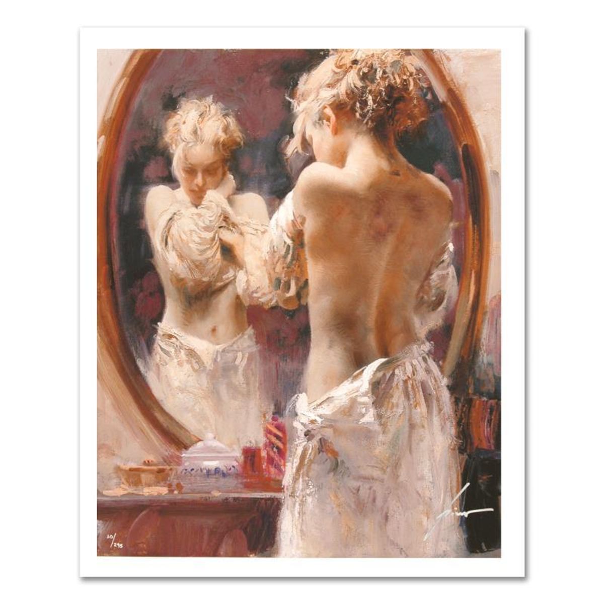 Pino (1939-2010), "Contemplation" Hand Signed Limited Edition on Canvas with Certificate of Authenticity.