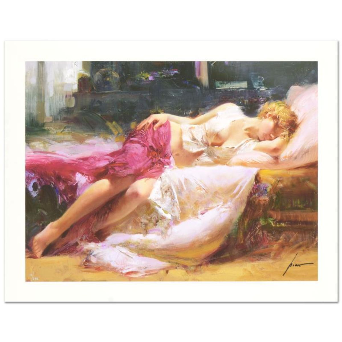 Pino (1939-2010), "Dreaming In Color" Hand Signed Limited Edition on Canvas with Certificate of Authenticity.