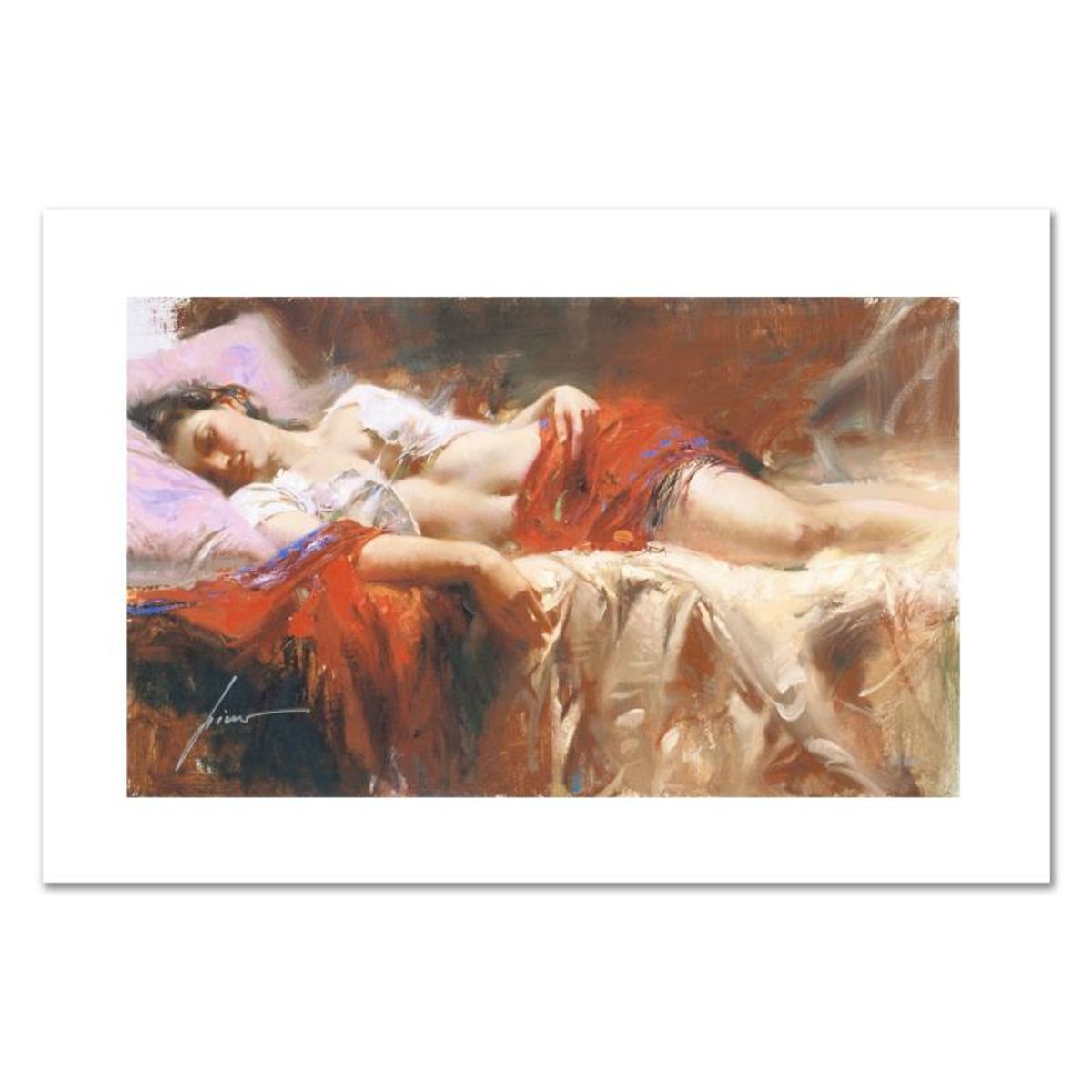 Pino (1939-2010), "Restful" Hand Signed Limited Edition on Canvas with Letter of Authenticity.