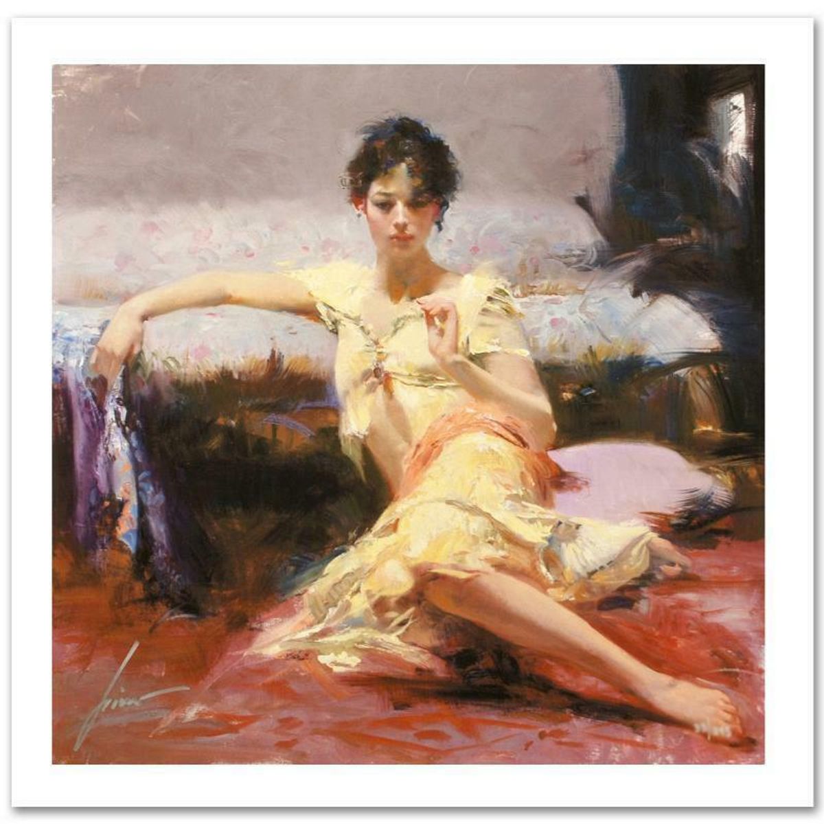 Pino (1939-2010), "Parisian Girl" Hand Signed Limited Edition with Certificate of Authenticity.