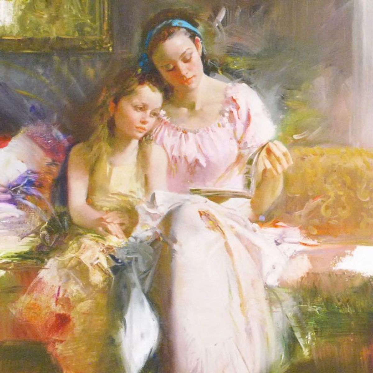 Pino (1939-2010), "Bedtime Stories" Limited Edition on Canvas, Numbered and Hand Signed with Certificate of Authenticity.
