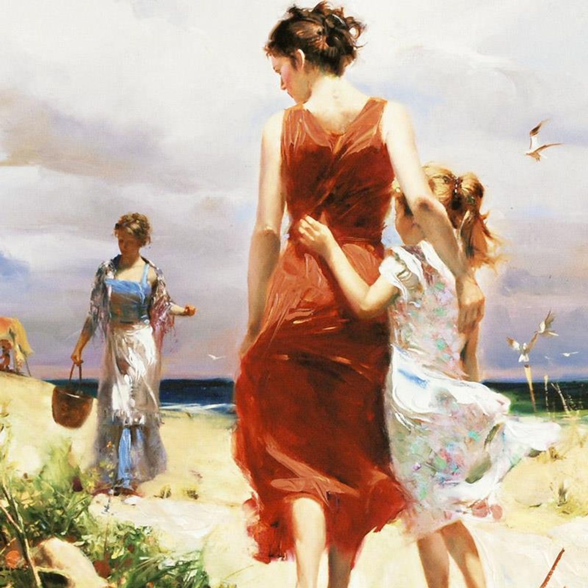 Pino (1939-2010), "Breezy Days" Limited Edition on Canvas, Numbered and Hand Signed with Certificate of Authenticity.