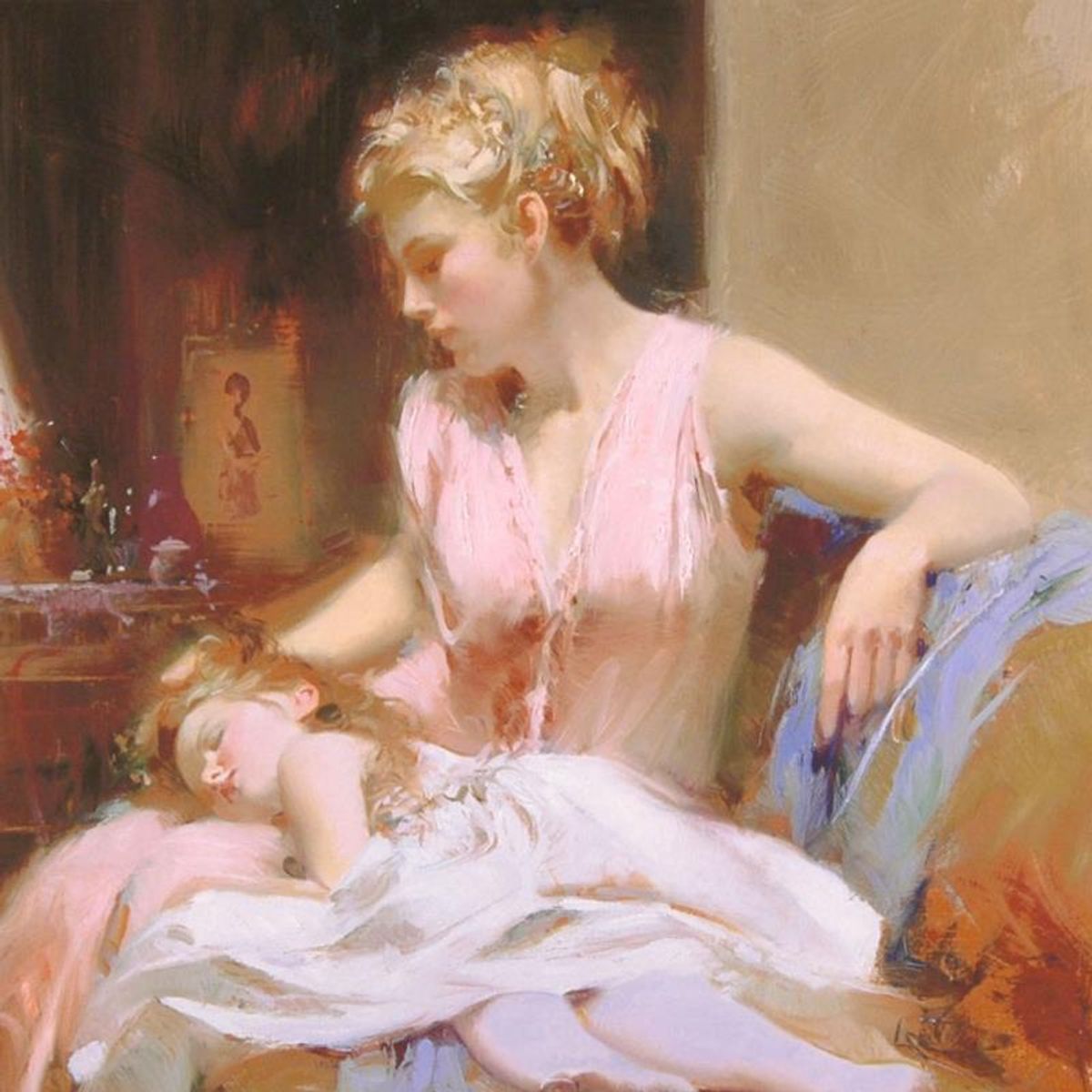 Pino (1939-2010), "Long Day" Limited Edition on Canvas, Numbered and Hand Signed with Certificate of Authenticity.
