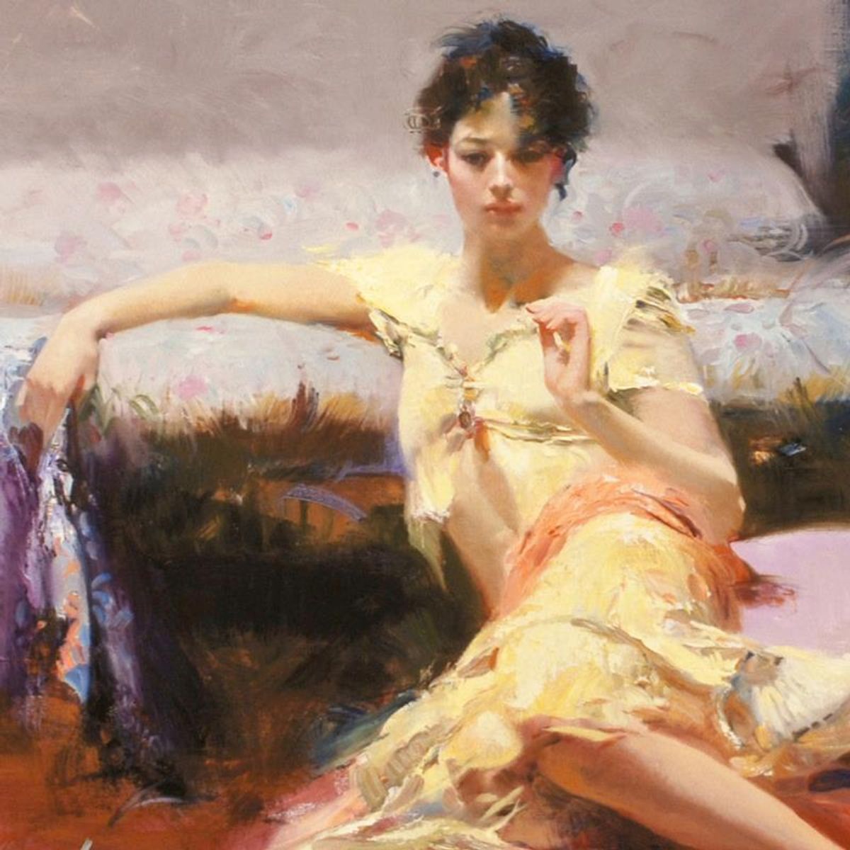 Pino (1939-2010), "Parisian Girl" Limited Edition on Canvas, Numbered and Hand Signed with Certificate of Authenticity.