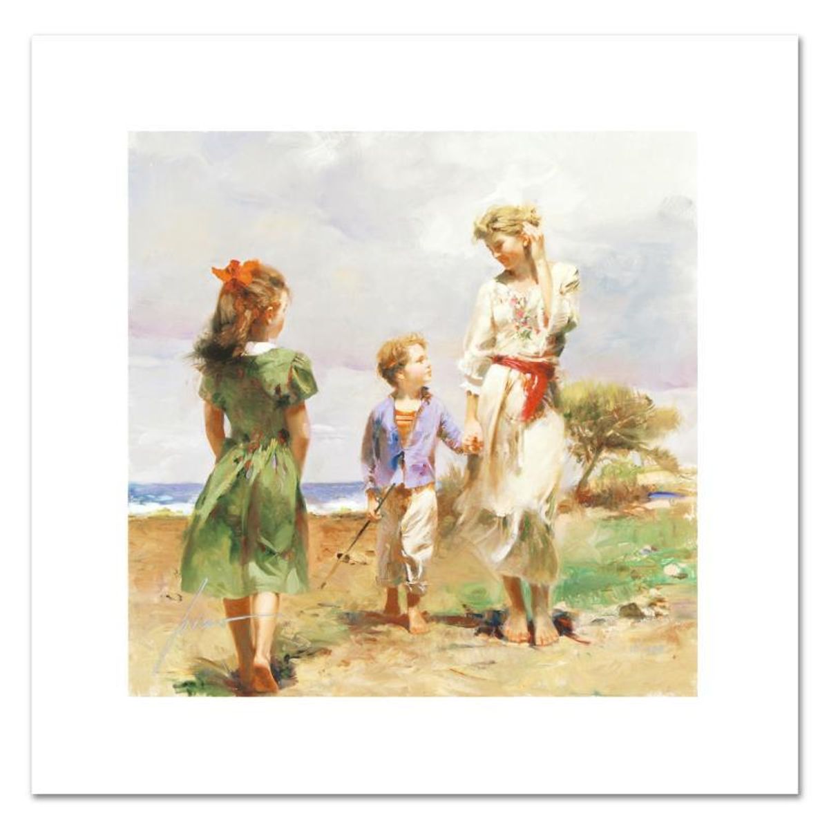 Pino (1939-2010), "Seaside Retreat" Limited Edition on Canvas, Numbered and Hand Signed with Certificate of Authenticity.