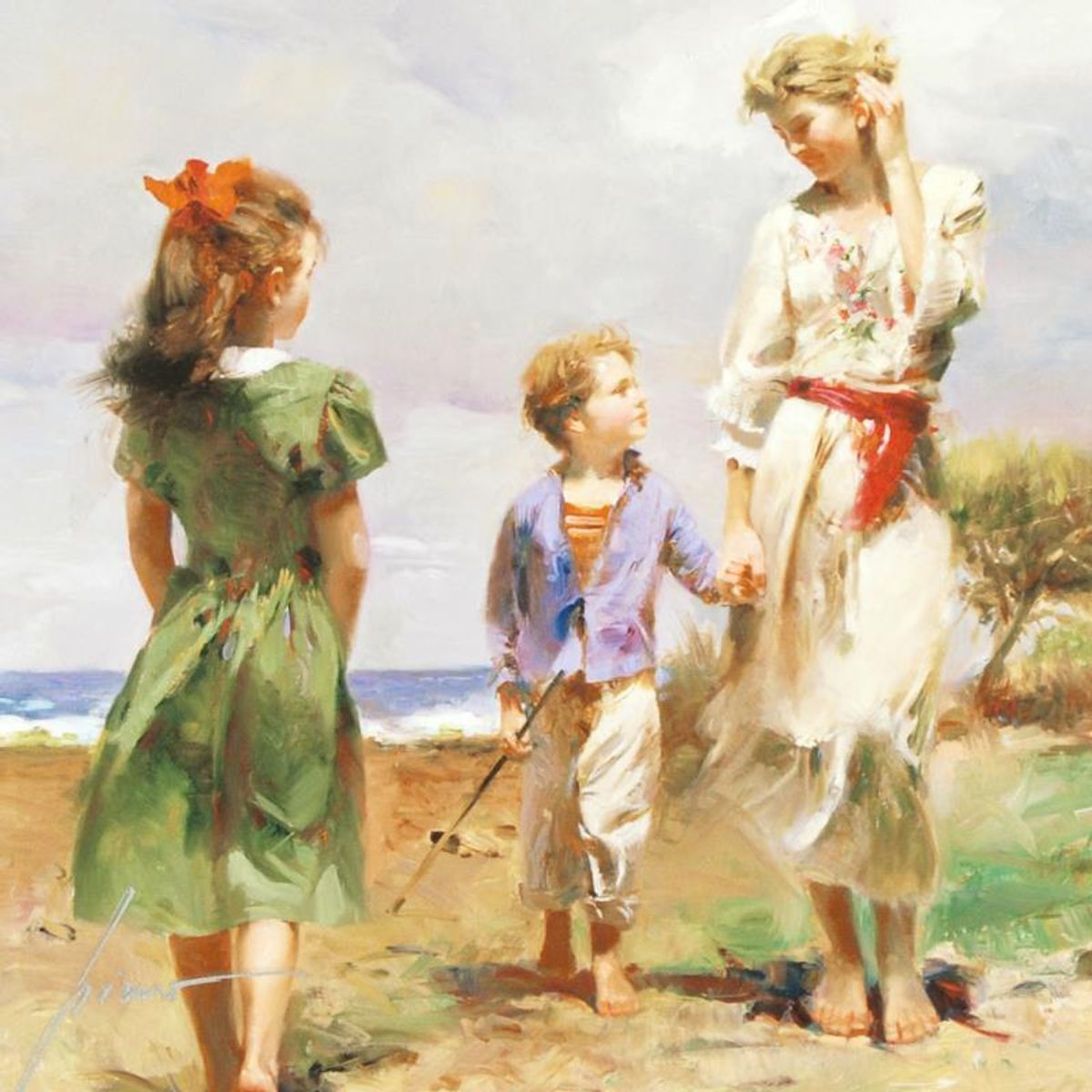 Pino (1939-2010), "Seaside Retreat" Limited Edition on Canvas, Numbered and Hand Signed with Certificate of Authenticity.