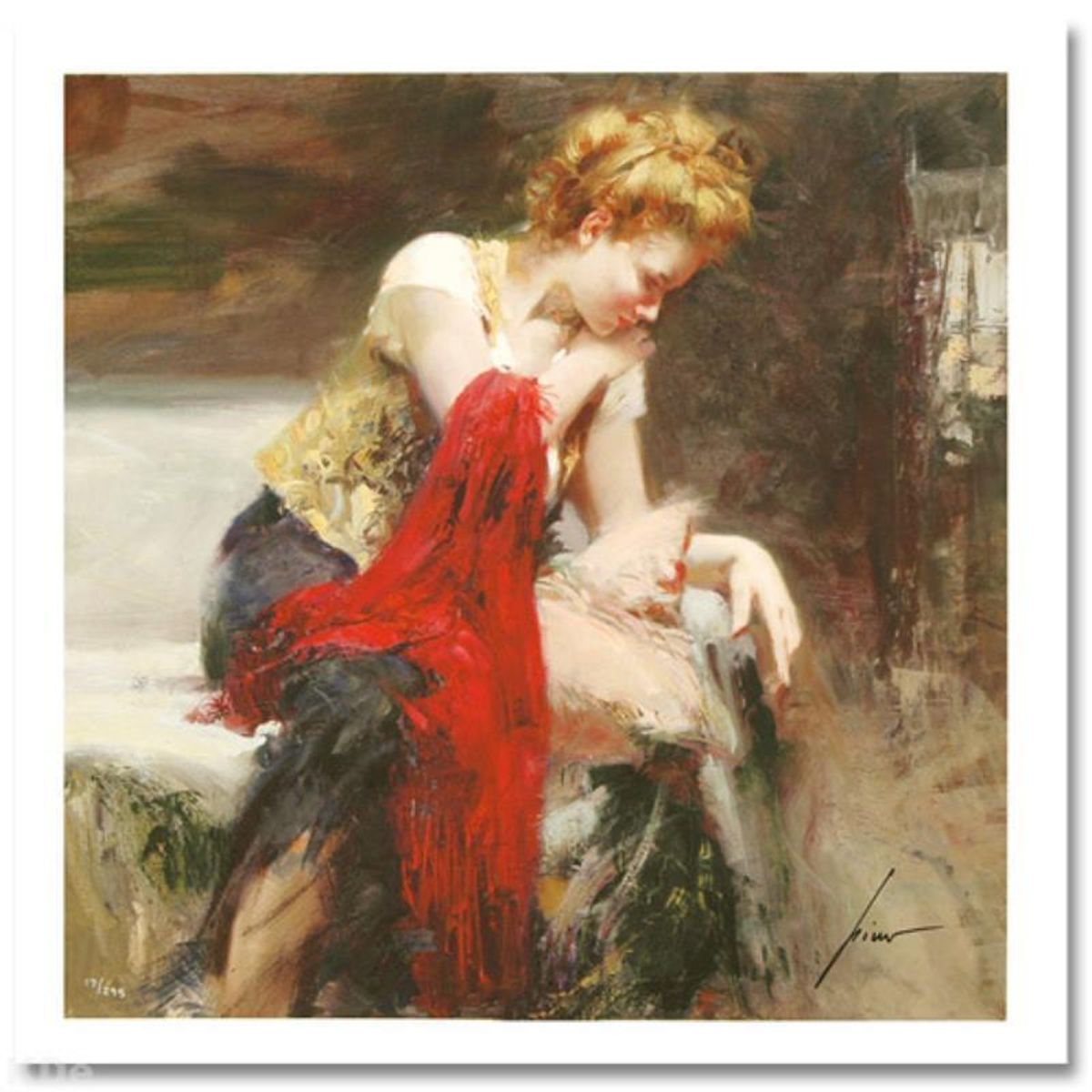 Pino (1939-2010) "Anticipation" Limited Edition Giclee. Numbered and Hand Signed; Certificate of Authenticity.