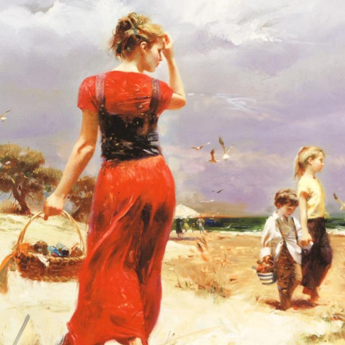 Pino (1939-2010) "Seaside Gathering" Limited Edition Giclee. Numbered and Hand Signed; Certificate of Authenticity.