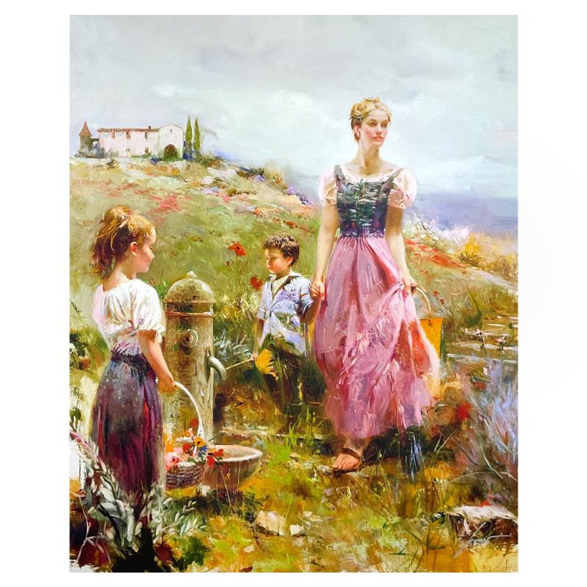 Pino (1939-2010) "The Fountain of Life" Limited Edition on Canvas, Numbered and Hand Signed with Certificate of Authenticity.