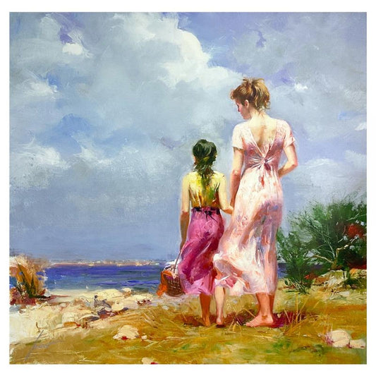 Pino (1939-2010), "Hand in Hand" Limited Edition on Canvas, Numbered and Hand Signed with Certificate of Authenticity.