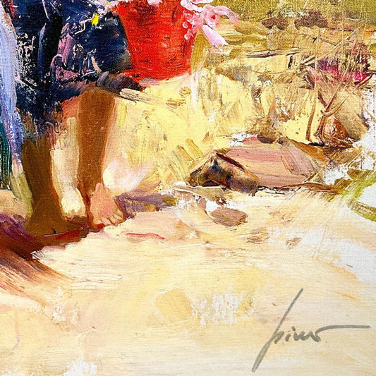 Pino (1939-2010), "Gathering Wildflowers" Limited Edition on Canvas, Numbered and Hand Signed with Certificate of Authenticity.