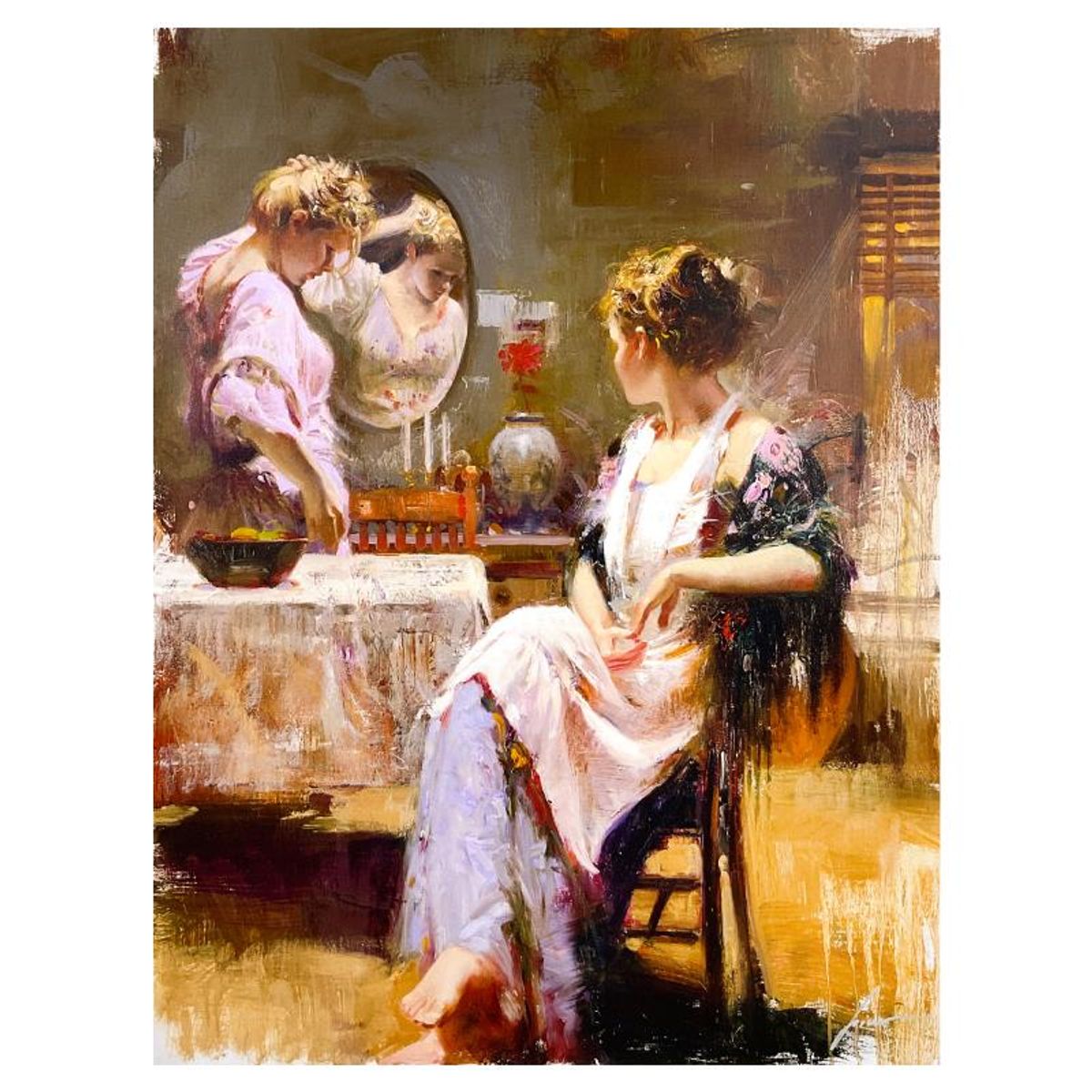 Pino (1939-2010), "Sisters" Limited Edition on Canvas, Numbered and Hand Signed with Certificate of Authenticity.