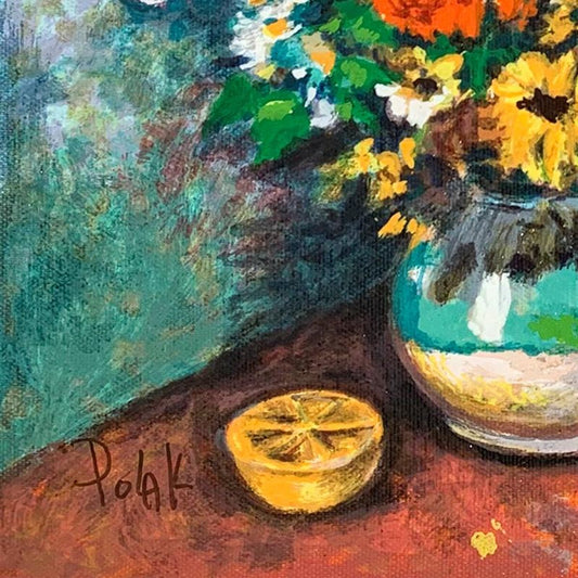 Dimitri Polak (1922-2008), "Red Flowers" Hand Signed Limited Edition Serigraph on Canvas with Letter of Authenticity.