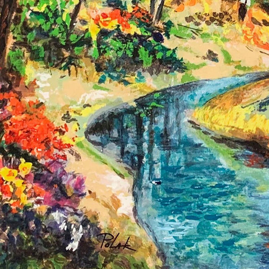 Dimitri Polak (1922-2008), "Autumn Stream" Hand Signed Limited Edition Serigraph on Canvas with Letter of Authenticity.