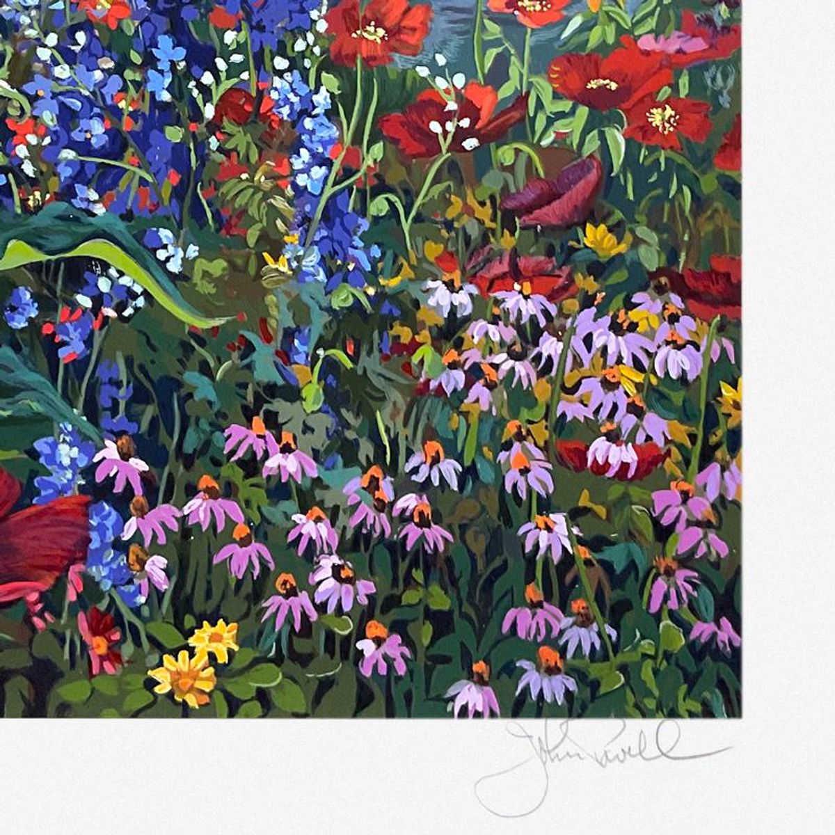 John Powell, "Riverwood Garden" Limited Edition Printer's Proof Serigraph, Numbered and Hand Signed with Letter of Authenticity.