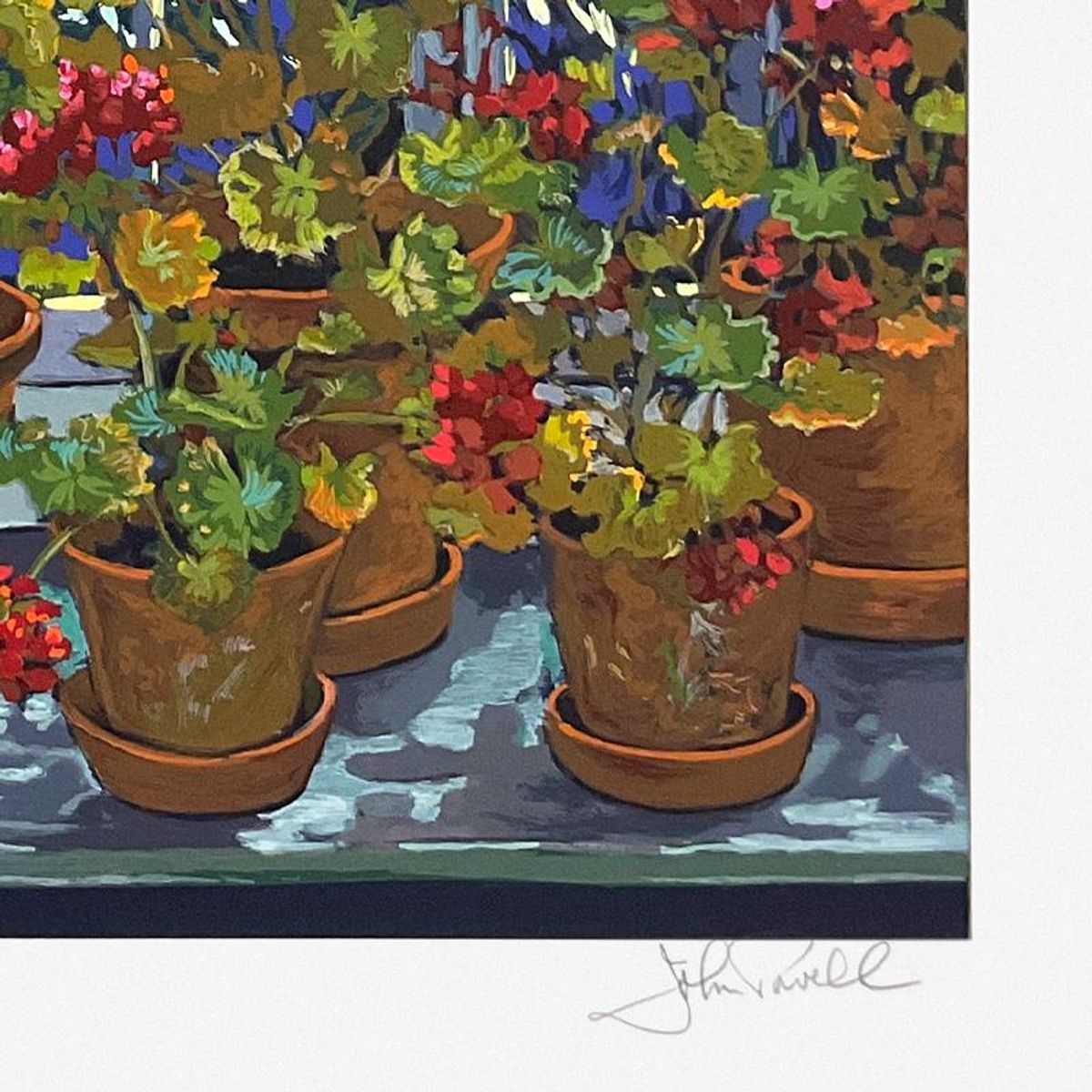 John Powell, "Geraniums" Limited Edition Serigraph, Numbered and Hand Signed with Letter of Authenticity