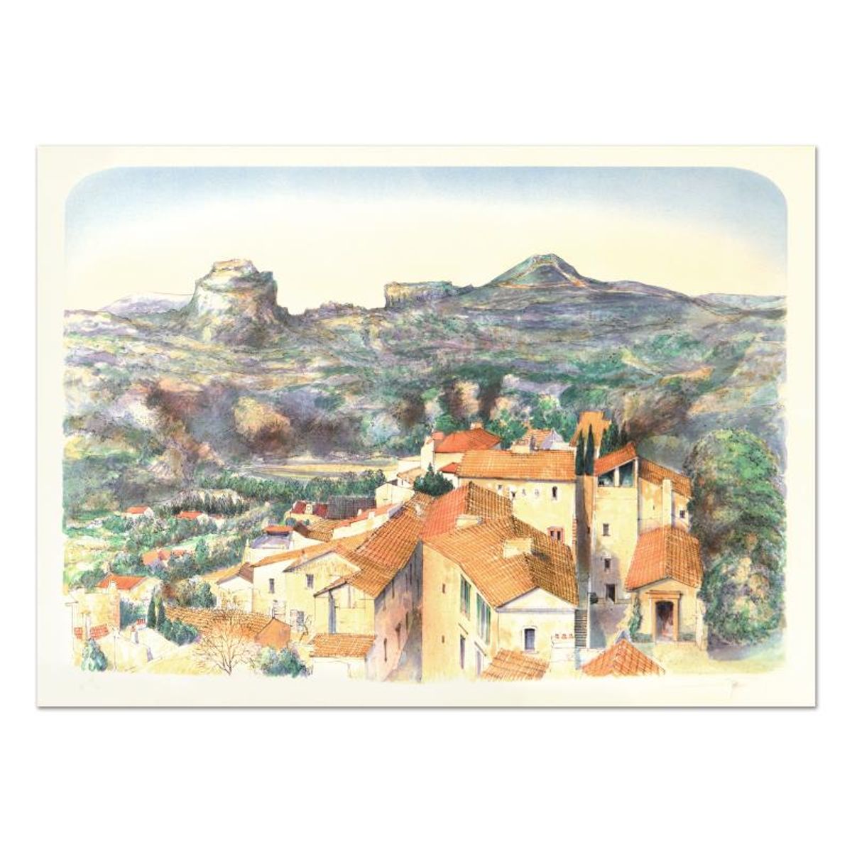 Rolf Rafflewski, "Roof Tops" Limited Edition Lithograph, Numbered and Hand Signed.