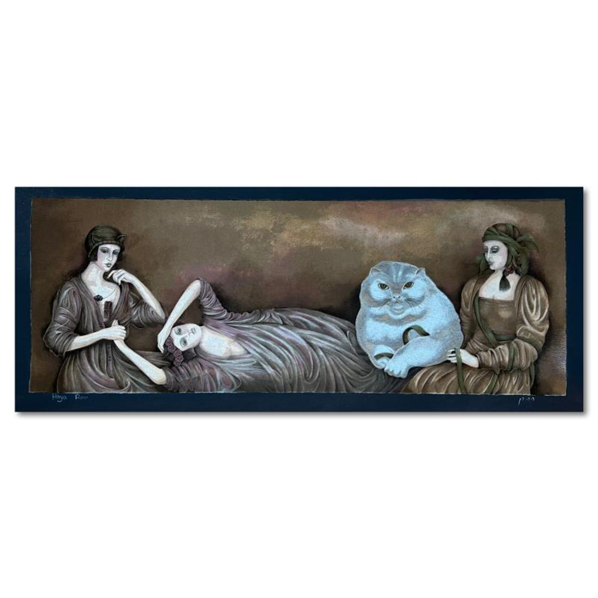 Haya Ran, "The White Cat" Hand Signed, Numbered Limited Edition with Letter of Authenticity.