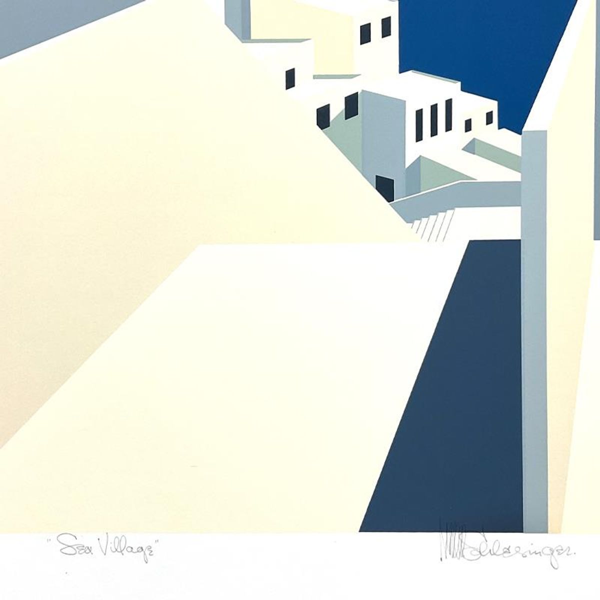 William Schlesinger (1915-2011), "Sea Village" Limited Edition Serigraph, Numbered and Hand Signed with Letter of Authenticity