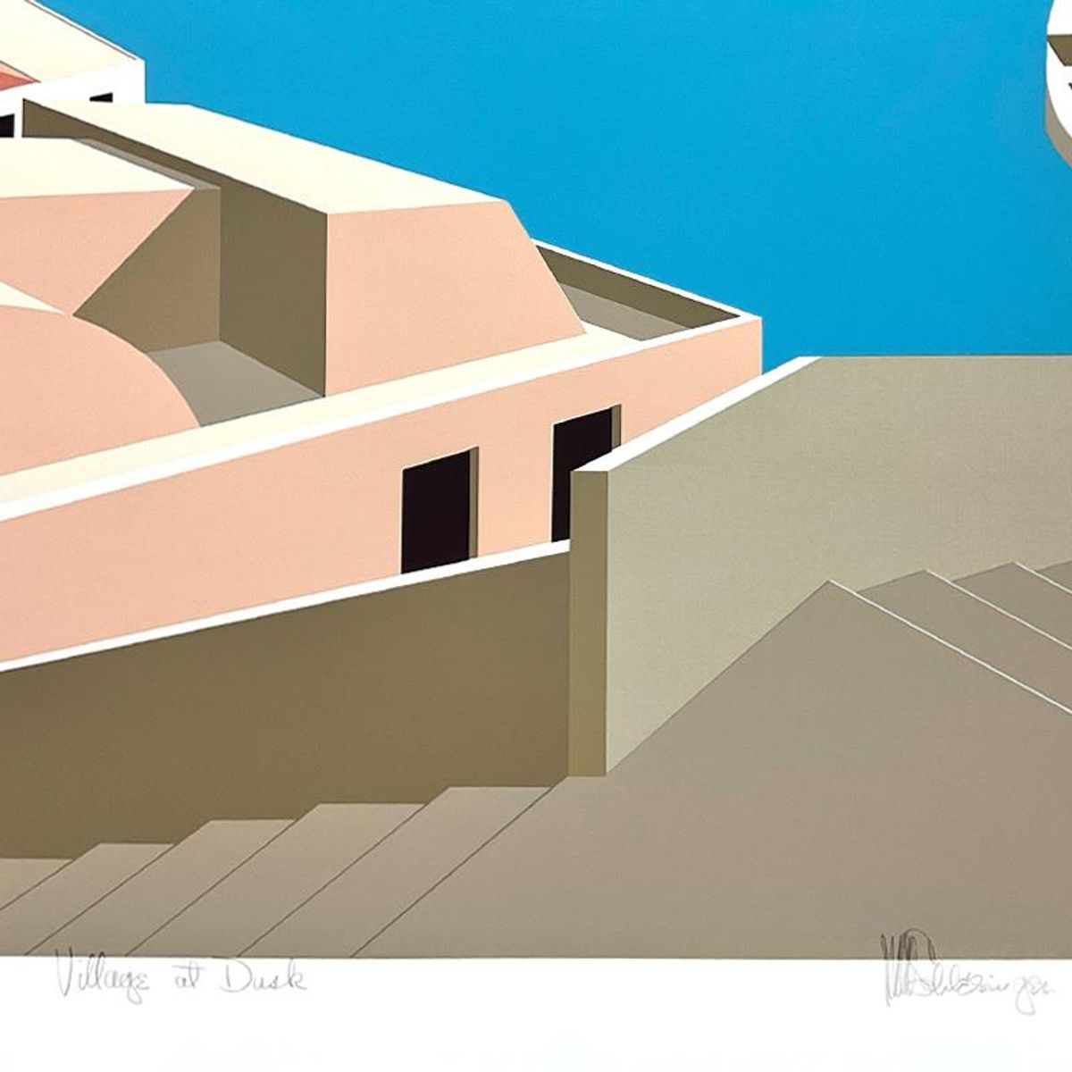 William Schlesinger (1915-2011), "Village at Dusk" Limited Edition Serigraph, Numbered and Hand Signed with Letter of Authenticity