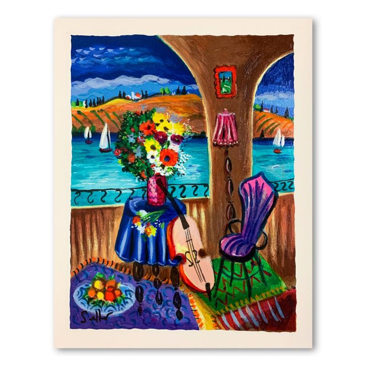 Shlomo Alter (1936-2021), "Spanish Guitar" Hand Signed Limited Edition Serigraph on Paper with Letter of Authenticity.