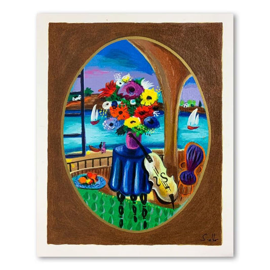 Shlomo Alter (1936-2021), "Balcony Flowers" Hand Signed Limited Edition Serigraph on Paper with Letter of Authenticity.