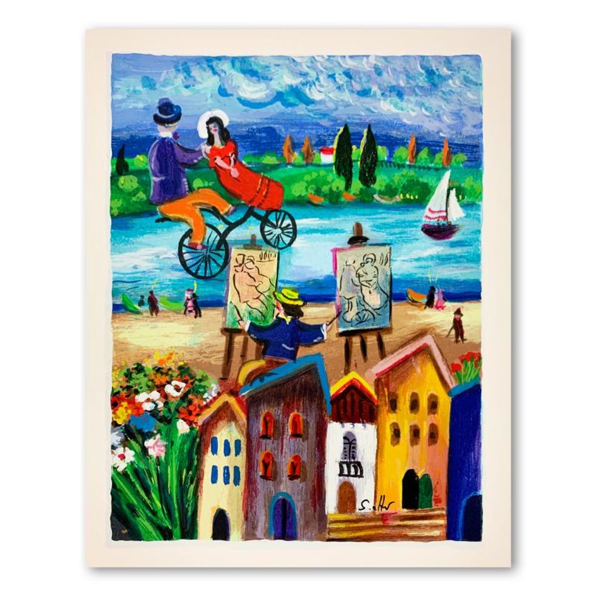 Shlomo Alter (1936-2021), "The Lovers" Hand Signed Limited Edition Serigraph on Paper with Letter of Authenticity.