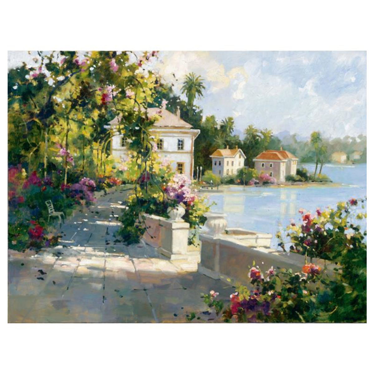 Marilyn Simandle, "Riviera Walk" Hand Embellished Limited Edition on Canvas, Numbered and Hand Signed with Letter of Authenticity.