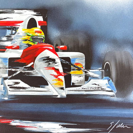 Victor Spahn, "Ayrton Senna" hand signed limited edition lithograph with Certificate of Authenticity.
