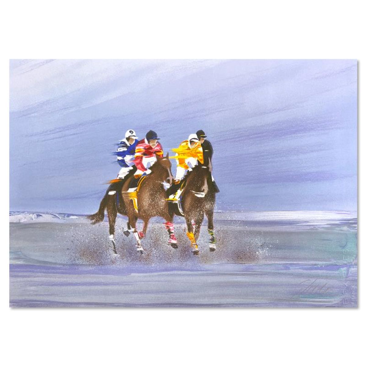 Victor Spahn, "Training on the beach" hand signed limited edition lithograph with Certificate of Authenticity.