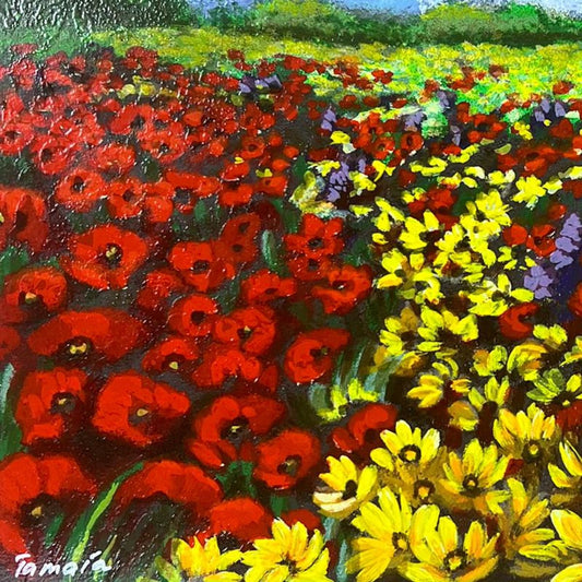 Tamara Spolianski, "Flower Landscape I" Hand Signed, Numbered Limited Edition Serigraph with Letter of Authenticity.