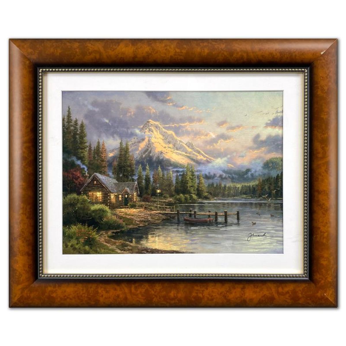Thomas Kinkade (1958-2012), "Lakeside Hideaway" Framed Limited Edition Lithograph, Numbered and Signed with Letter of Authenticity