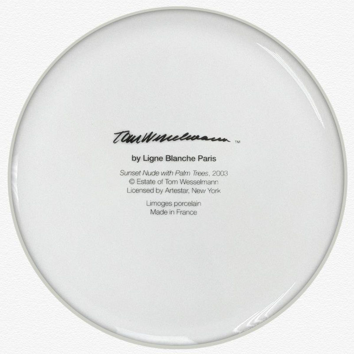 Tom Wesselmann (1931-2004), "Sunset Nude with Palm Trees (2003)" Framed Limoges Porcelain Plate.
