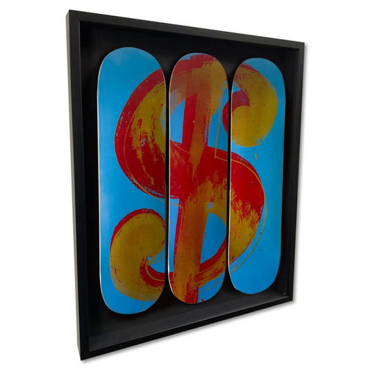 Andy Warhol (1928-1987), "Dollar Sign" Framed Skateboard Triptych, Plate Signed with Letter of Authenticity.