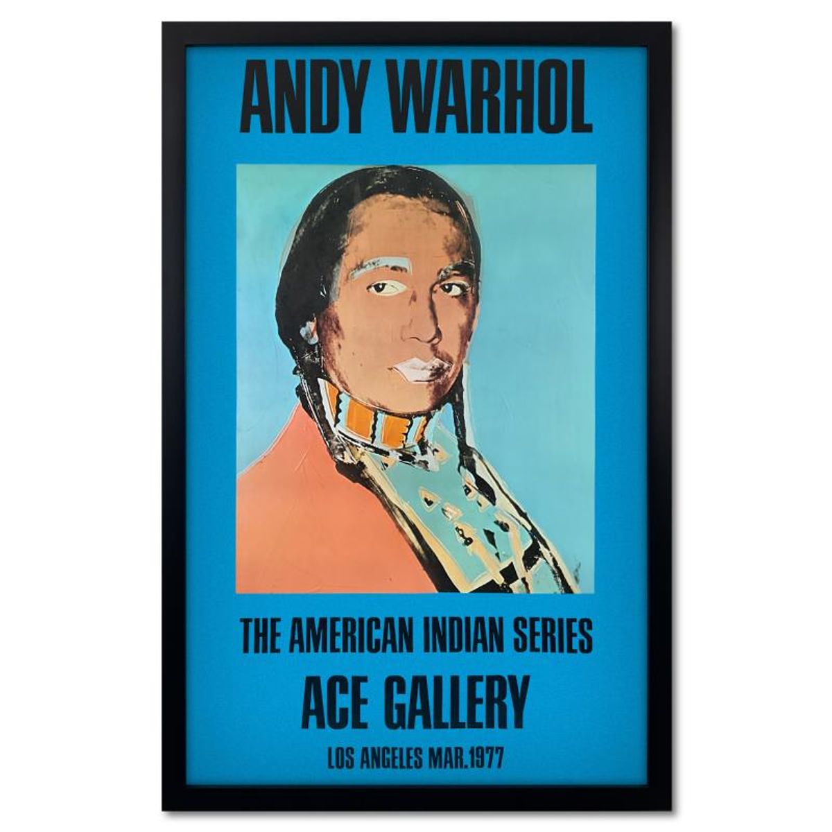 Andy Warhol (1928-1987), "The American Indian Series 3 Piece Set (Black, Red & Blue)" Framed Vintage Posters (33" x 51") from Ace Gallery with Letter of Authenticity.