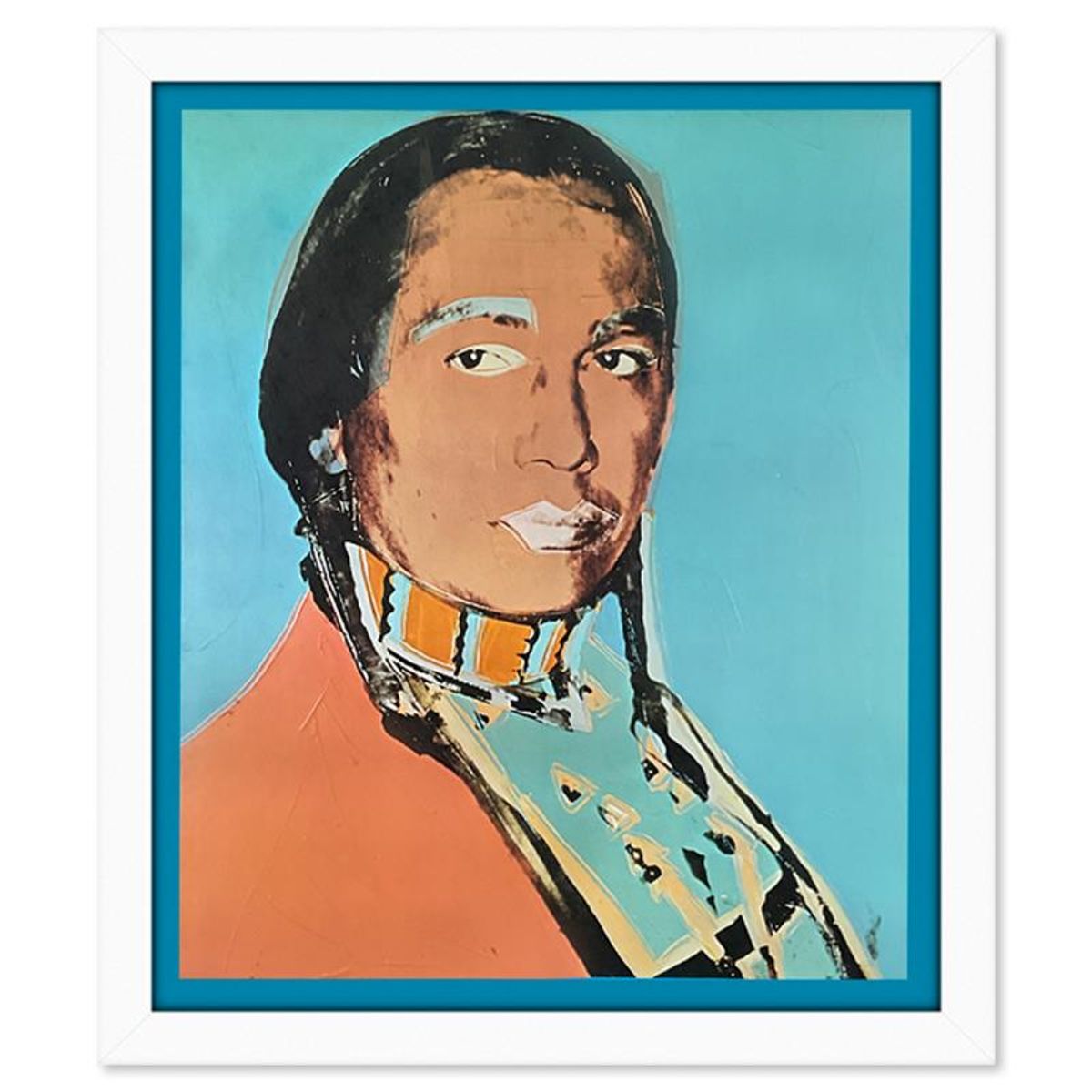 Andy Warhol (1928-1987), "The American Indian Series 2 Piece Set (Red 1976 & Blue 1977)" Framed Vintage Lithographs from Ace Gallery with Letter of Authenticity.