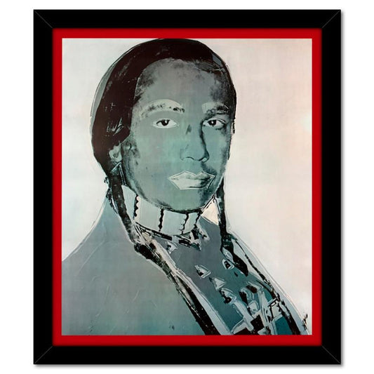 Andy Warhol (1928-1987), "The American Indian Series 2 Piece Set (Red 1976 & Blue 1977)" Framed Vintage Lithographs from Ace Gallery with Letter of Authenticity.